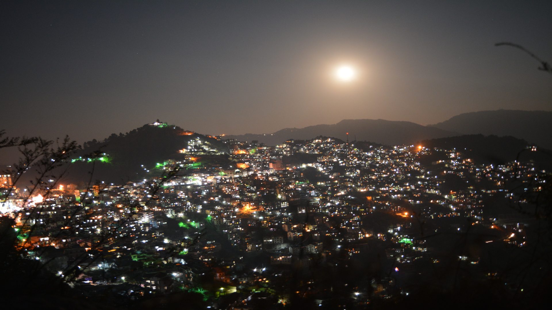 Night view of Shimla Full moon