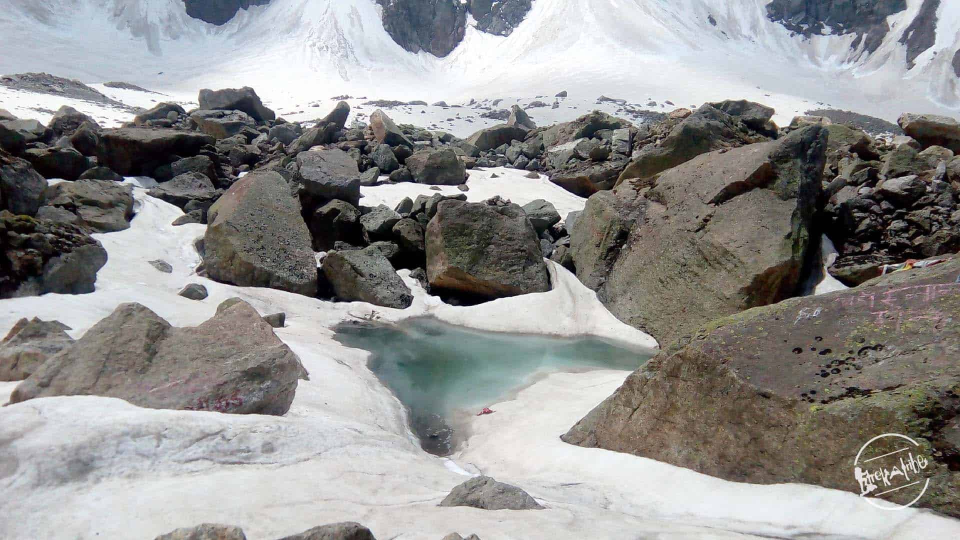 Kinner Kailash Trek - map of india carved in snow